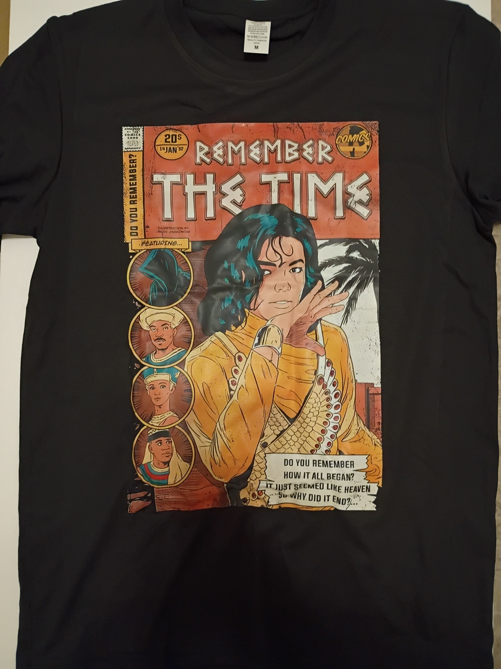 Remember The Time Graphic Tee - Black with Orange & Yellow Comic Art